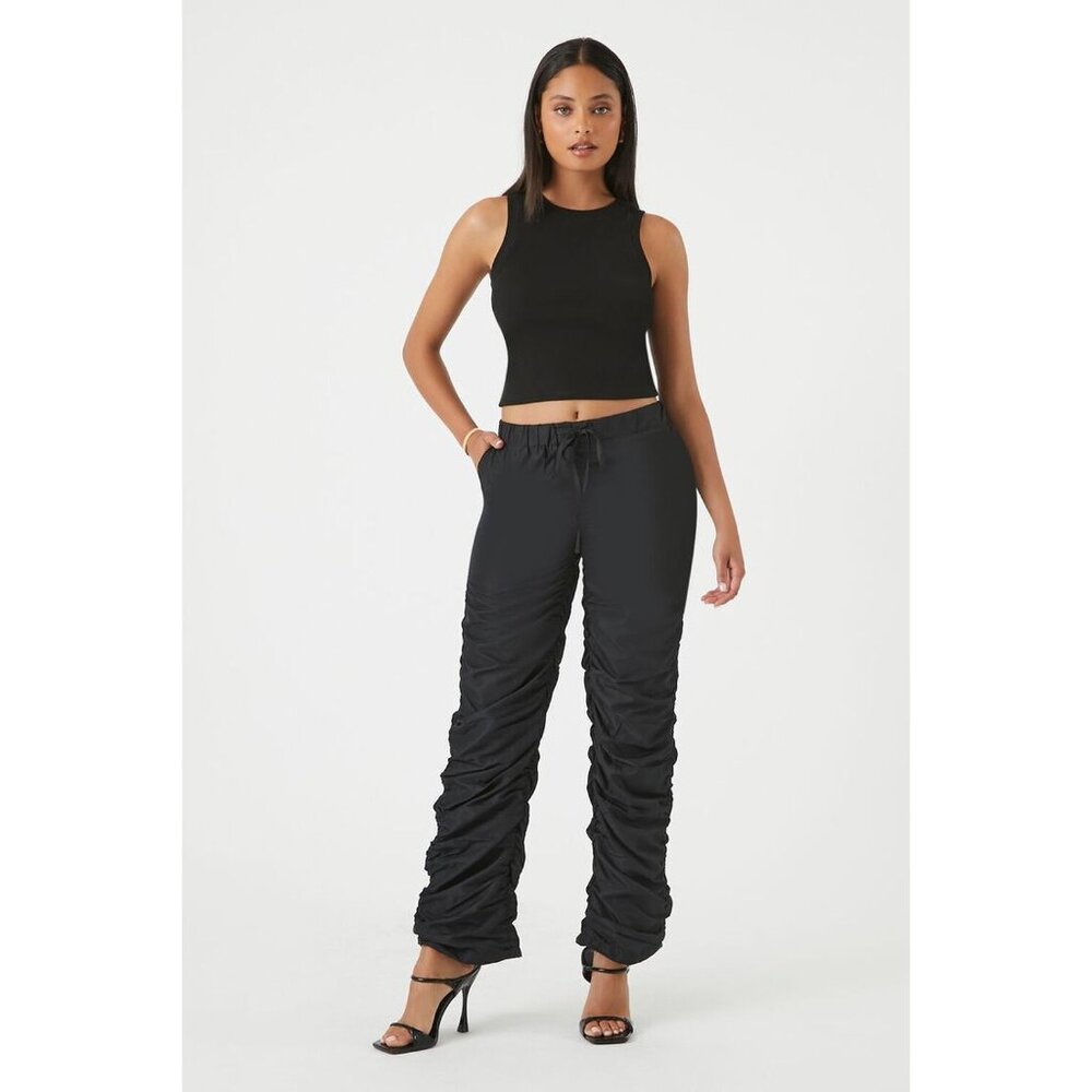 JOLIE & JOY Ruched Drawstring Joggers In Black Size 3X